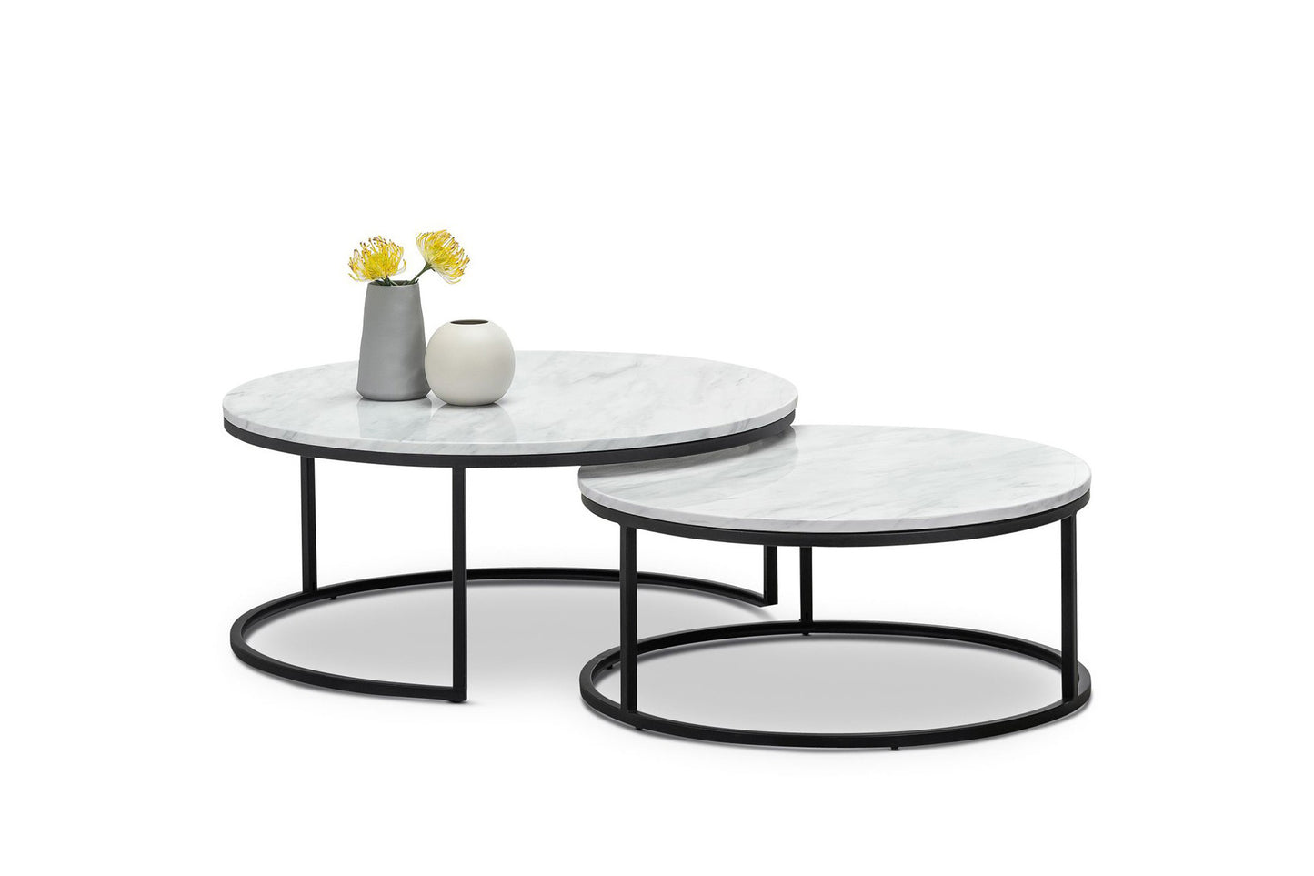 Round White Marble Coffee Table Set