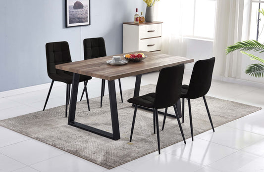 Wayne Dining Table With 4 Black Chairs