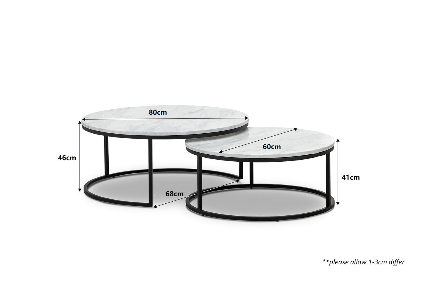 Round White Marble Coffee Table Set
